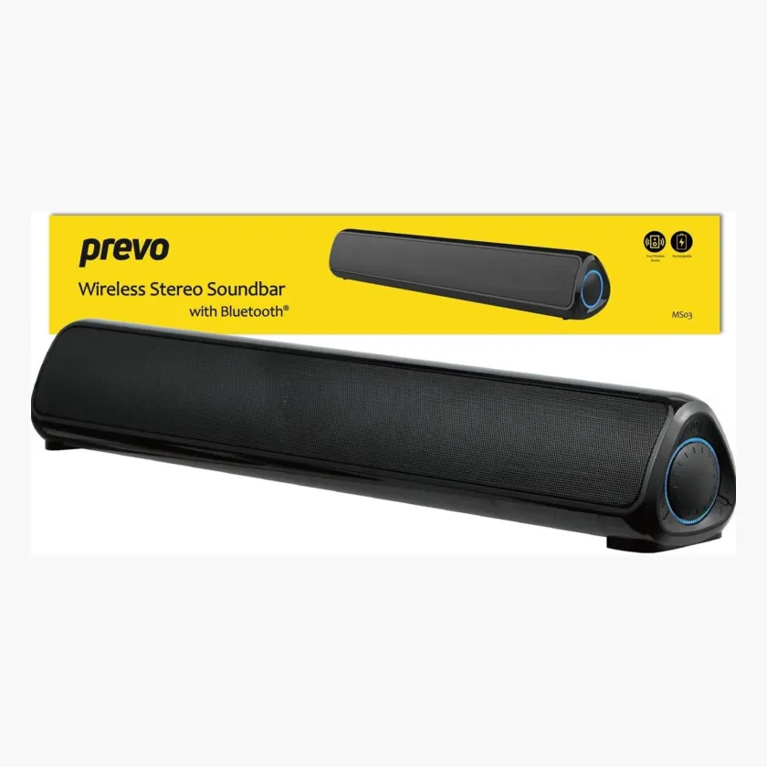 Prevo MS03 Kabelloser Stereo-Soundbar Bluetooth, USB & SD